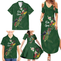 Kia Ora New Zealand Floral Personalized Family Matching Summer Maxi Dress and Hawaiian Shirt Sage Green - Polynesian Pride