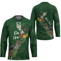 Kia Ora New Zealand Floral Personalized Hockey Jersey Sage Green LT7 - Polynesian Pride