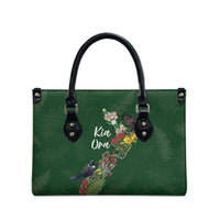 Kia Ora New Zealand Floral Leather Bag Sage Green - Polynesian Pride
