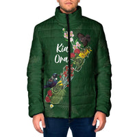 Kia Ora New Zealand Floral Personalized Padded Jacket Sage Green - Polynesian Pride