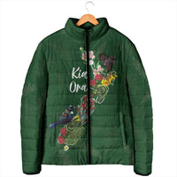 Kia Ora New Zealand Floral Personalized Padded Jacket Sage Green - Polynesian Pride