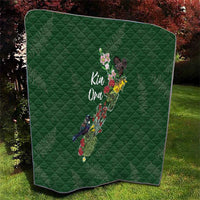 Kia Ora New Zealand Floral Quilt Sage Green - Polynesian Pride