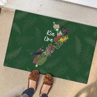 Kia Ora New Zealand Floral Rubber Doormat Sage Green - Polynesian Pride