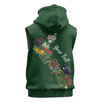 Kia Ora New Zealand Floral Personalized Sleeveless Hoodie Sage Green - Polynesian Pride