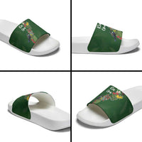 Kia Ora New Zealand Floral Slide Sandals Sage Green - Polynesian Pride