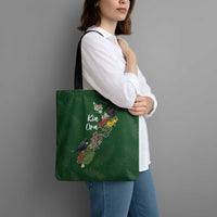 Kia Ora New Zealand Floral Tote Bag Sage Green - Polynesian Pride