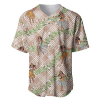 Beige Palaka Hula Girls Seamless Hawaii Aloha Baseball Jersey LT7 Beige - Polynesian Pride
