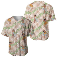 Beige Palaka Hula Girls Seamless Hawaii Aloha Baseball Jersey LT7 - Polynesian Pride