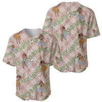 Beige Palaka Hula Girls Seamless Hawaii Aloha Baseball Jersey - Polynesian Pride