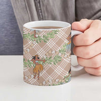 Beige Palaka Hula Girls Seamless Hawaii Aloha Ceramic Mug - Polynesian Pride