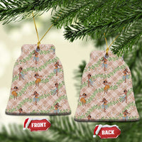 Beige Palaka Hula Girls Seamless Hawaii Aloha Ceramic Ornament - Polynesian Pride