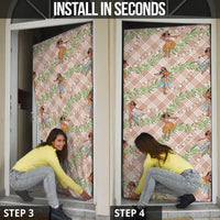 Beige Palaka Hula Girls Seamless Hawaii Aloha Door Cover - Polynesian Pride