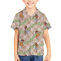 Beige Palaka Hula Girls Seamless Hawaii Aloha Hawaiian Shirt LT7 - Polynesian Pride