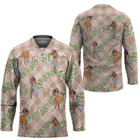 Beige Palaka Hula Girls Seamless Hawaii Aloha Hockey Jersey LT7 - Polynesian Pride