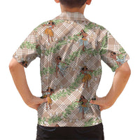 Beige Palaka Hula Girls Seamless Hawaii Aloha Kid Hawaiian Shirt LT7 - Polynesian Pride