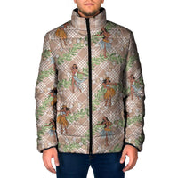 Beige Palaka Hula Girls Seamless Hawaii Aloha Padded Jacket - Polynesian Pride