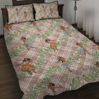 Beige Palaka Hula Girls Seamless Hawaii Aloha Quilt Bed Set - Polynesian Pride