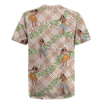 Beige Palaka Hula Girls Seamless Hawaii Aloha Rugby Jersey LT7 - Polynesian Pride