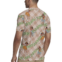 Beige Palaka Hula Girls Seamless Hawaii Aloha Rugby Jersey LT7 - Polynesian Pride