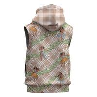 Beige Palaka Hula Girls Seamless Hawaii Aloha Sleeveless Hoodie - Polynesian Pride