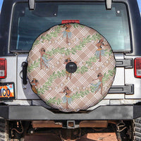 Beige Palaka Hula Girls Seamless Hawaii Aloha Spare Tire Cover LT7 Beige - Polynesian Pride