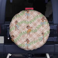 Beige Palaka Hula Girls Seamless Hawaii Aloha Spare Tire Cover LT7 No hole Beige - Polynesian Pride