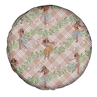 Beige Palaka Hula Girls Seamless Hawaii Aloha Spare Tire Cover LT7 - Polynesian Pride