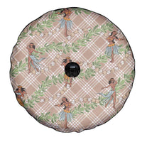 Beige Palaka Hula Girls Seamless Hawaii Aloha Spare Tire Cover LT7 - Polynesian Pride