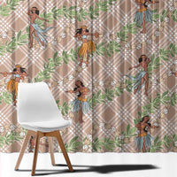 Beige Palaka Hula Girls Seamless Hawaii Aloha Window Curtain - Polynesian Pride