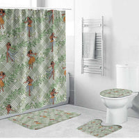 Mint Palaka Hula Girls Seamless Hawaii Aloha Bathroom Set LT7 Bathroom Set (4 pcs) Mint - Polynesian Pride