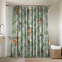 Mint Palaka Hula Girls Seamless Hawaii Aloha Bathroom Set LT7 Shower Curtain Only Mint - Polynesian Pride