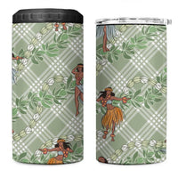 Mint Palaka Hula Girls Seamless Hawaii Aloha 4 in 1 Can Cooler Tumbler - Polynesian Pride