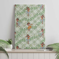 Mint Palaka Hula Girls Seamless Hawaii Aloha Canvas Wall Art - Polynesian Pride
