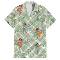 Mint Palaka Hula Girls Seamless Hawaii Aloha Family Matching Long Sleeve Bodycon Dress and Hawaiian Shirt - Polynesian Pride