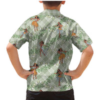 Mint Palaka Hula Girls Seamless Hawaii Aloha Family Matching Mermaid Dress and Hawaiian Shirt - Polynesian Pride