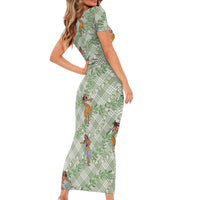 Mint Palaka Hula Girls Seamless Hawaii Aloha Family Matching Short Sleeve Bodycon Dress and Hawaiian Shirt - Polynesian Pride