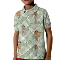 Mint Palaka Hula Girls Seamless Hawaii Aloha Kid Polo Shirt - Polynesian Pride