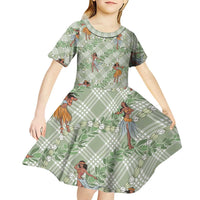 Mint Palaka Hula Girls Seamless Hawaii Aloha Kid Short Sleeve Dress LT7 - Polynesian Pride