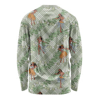 Mint Palaka Hula Girls Seamless Hawaii Aloha Long Sleeve Shirt - Polynesian Pride