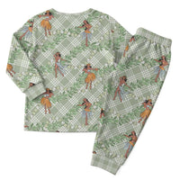 Mint Palaka Hula Girls Seamless Hawaii Aloha Christmas Pajama Set - Polynesian Pride