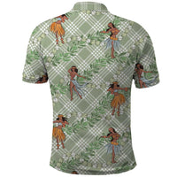 Mint Palaka Hula Girls Seamless Hawaii Aloha Polo Shirt - Polynesian Pride