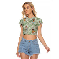 Mint Palaka Hula Girls Seamless Hawaii Aloha Raglan Cropped T Shirt LT7 Female Mint - Polynesian Pride