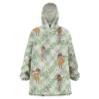 Mint Palaka Hula Girls Seamless Hawaii Aloha Wearable Blanket Hoodie LT7 One Size Mint - Polynesian Pride