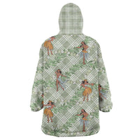 Mint Palaka Hula Girls Seamless Hawaii Aloha Wearable Blanket Hoodie LT7 - Polynesian Pride