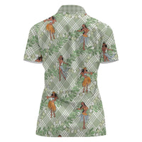 Mint Palaka Hula Girls Seamless Hawaii Aloha Women Polo Shirt LT7 - Polynesian Pride