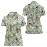 Mint Palaka Hula Girls Seamless Hawaii Aloha Women Polo Shirt LT7 - Polynesian Pride