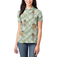 Mint Palaka Hula Girls Seamless Hawaii Aloha Women Polo Shirt LT7 - Polynesian Pride