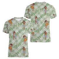 Mint Palaka Hula Girls Seamless Hawaii Aloha Women V-Neck T-Shirt - Polynesian Pride