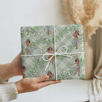 Mint Palaka Hula Girls Seamless Hawaii Aloha Wrapping Paper LT7 - Polynesian Pride