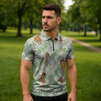 Mint Palaka Hula Girls Seamless Hawaii Aloha Zipper Polo Shirt LT7 - Polynesian Pride